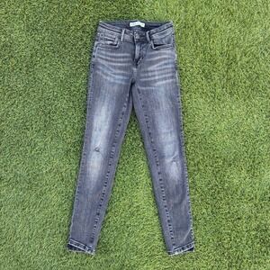 Zara Z1975 Rise Skinny Jeans Womens 24x27 Faded Black Distressed Denim Pants